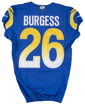2020-21 Terrell Burgess Game Used Los Angeles Rams Blue Jersey (Rams COA)